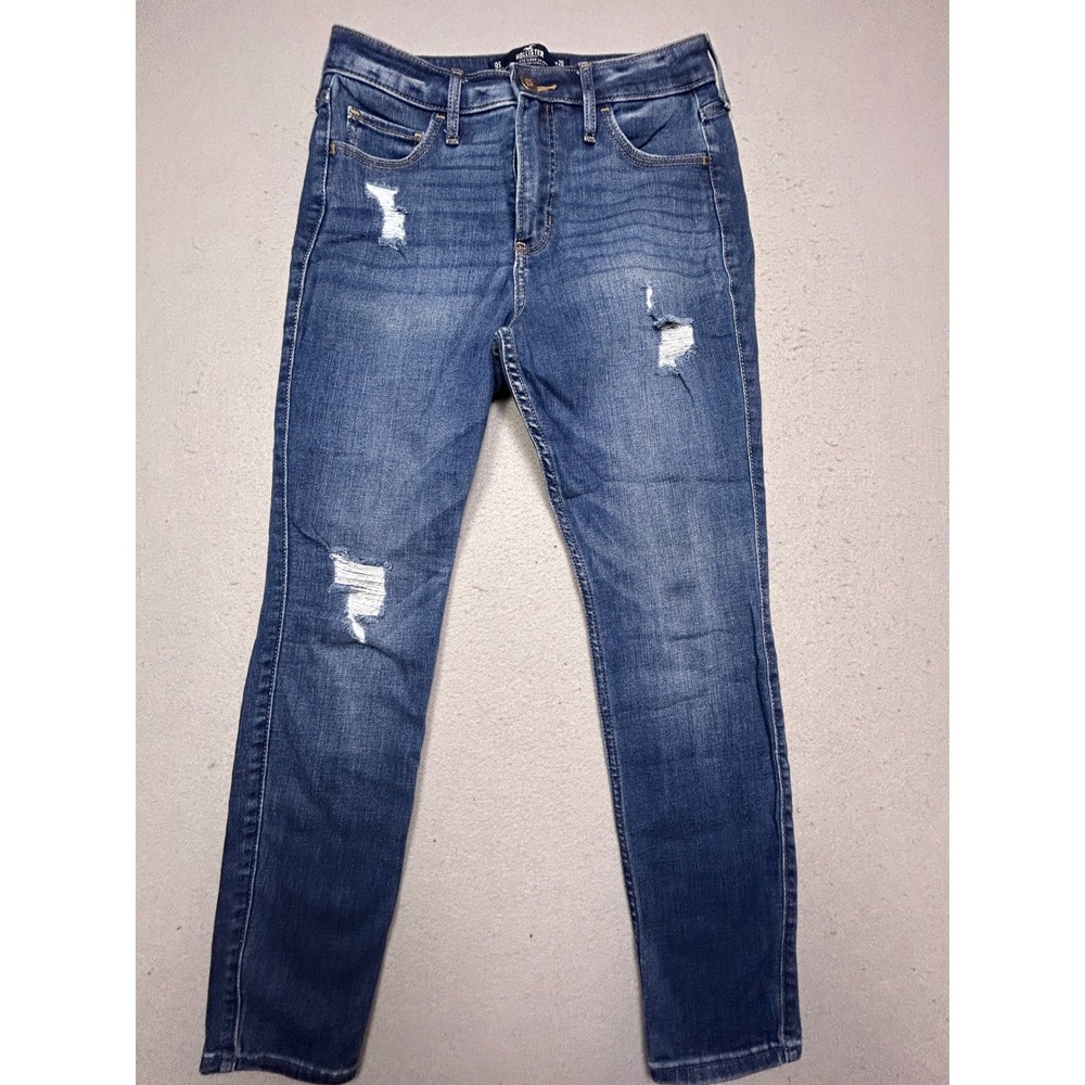 Hollister High-Rise Super Skinny Blue Distressed Jeans 9S W29 L26 Womens